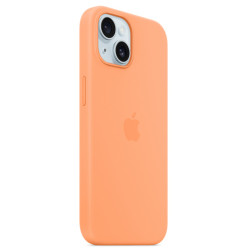 Калъф Silicone MagSafe за Apple iPhone 15 - Orange Sorbet  Калъф Silicone MagSafe за Apple iPhone 15 - Orange Sorbet