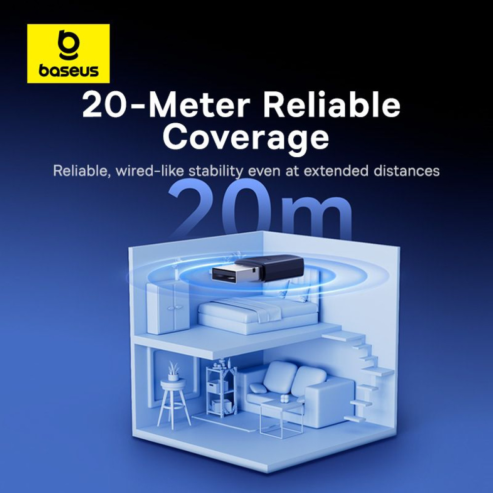 Адаптер Bluetooth 5.4, BASEUS, USB-А, Encok BA04 (A10082600121-00) Адаптер Bluetooth 5.4, BASEUS, USB-А, Encok BA04 (A10082600121-00)