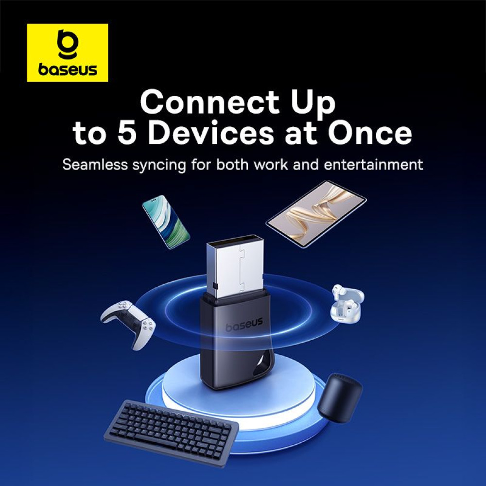 Адаптер Bluetooth 5.4, BASEUS, USB-А, Encok BA04 (A10082600121-00) Адаптер Bluetooth 5.4, BASEUS, USB-А, Encok BA04 (A10082600121-00)