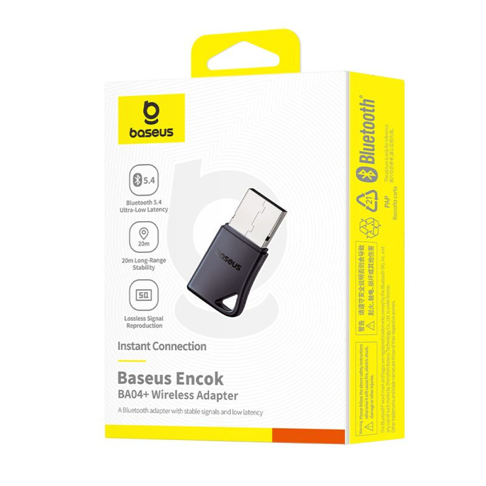 Адаптер Bluetooth 5.4, BASEUS, USB-А, Encok BA04 (A10082600121-00) Адаптер Bluetooth 5.4, BASEUS, USB-А, Encok BA04 (A10082600121-00)