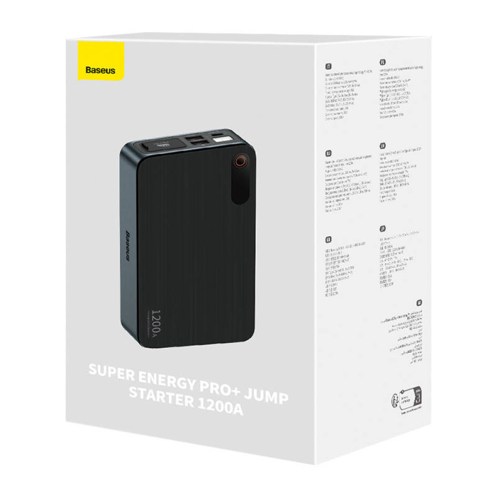 Стартер за автомобил и външна батерия Baseus Black Super Energy PRO (C00245700111-00) - 12 000 mAh, 1200A + фенер