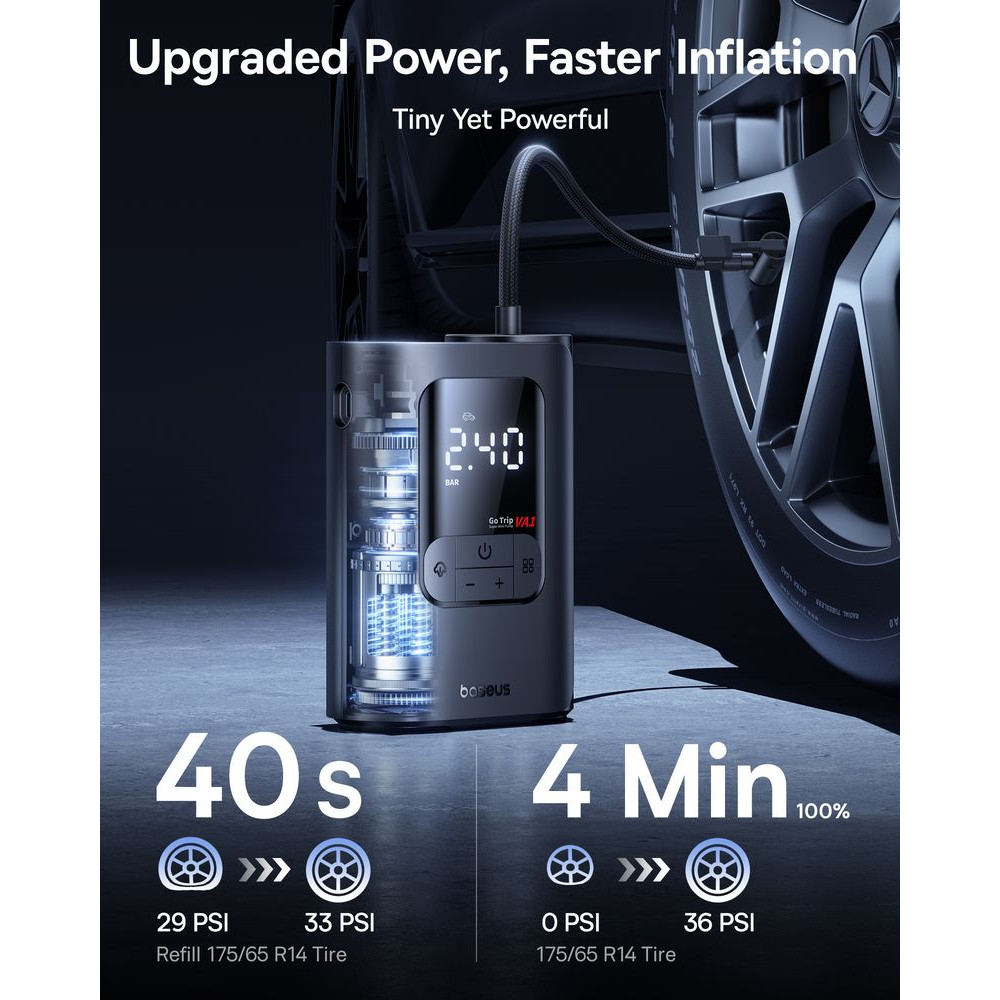 Компресор Baseus GoTrip VA1 Super Mini Cordless Inflator Pump 22-Cylinder, Wireless - (C0119601)