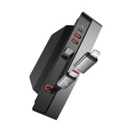 Хъб за вграждане за автомобили TESLA T-Space BASEUS (B00051300111-00) 45W  - 2xUSB-A, 2xUSB-C + кабел Type-C (Lightning) Хъб за вграждане за автомобили TESLA T-Space BASEUS (B00051300111-00) 45W  - 2xUSB-A, 2xUSB-C + кабел Type-C (Lightning)