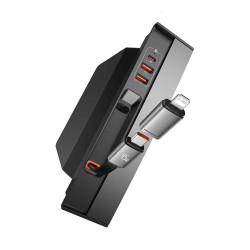 Хъб за вграждане за автомобили TESLA T-Space BASEUS (B00051300111-00) 45W  - 2xUSB-A, 2xUSB-C + кабел Type-C (Lightning) Хъб за вграждане за автомобили TESLA T-Space BASEUS (B00051300111-00) 45W  - 2xUSB-A, 2xUSB-C + кабел Type-C (Lightning)