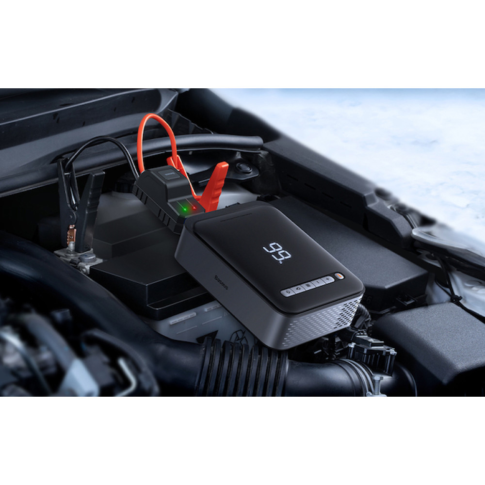 Стартер за автомобил + външна батерия  + компресор Baseus (CGCN000001) - 8 000 mAh, 1000A + фенер, 3 в 1