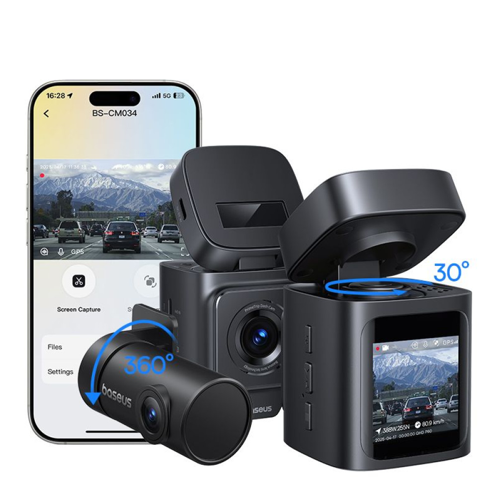 Видеорегистратор BASEUS PrimeTrip VD1, 3K+1080p - (C0115900)