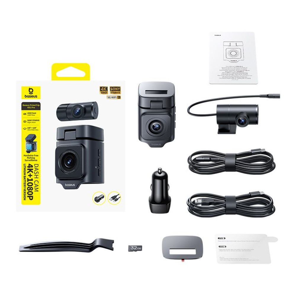Видеорегистратор BASEUS PrimeTrip VD1 Pro, Solar Lithium Battery, 4K  - (C0119800)