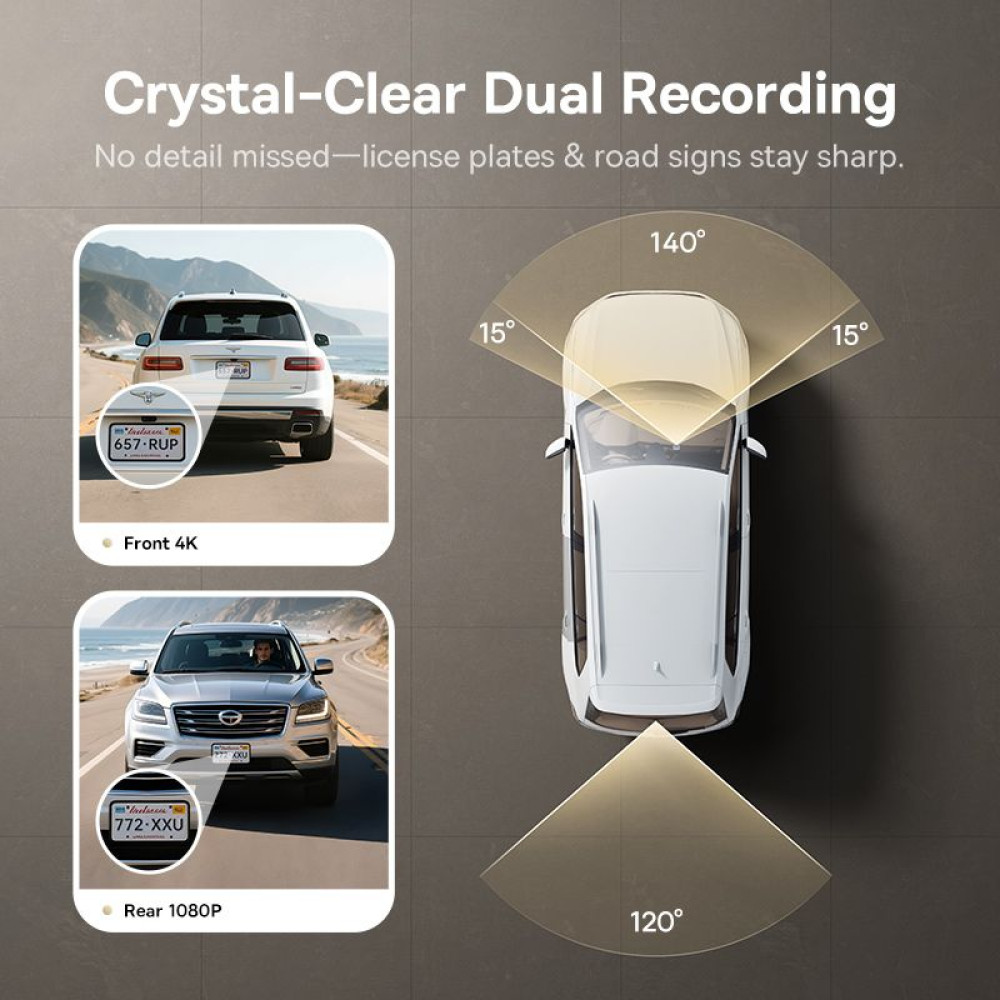 Видеорегистратор BASEUS PrimeTrip VD1 Pro, Solar Lithium Battery, 4K  - (C0119800)