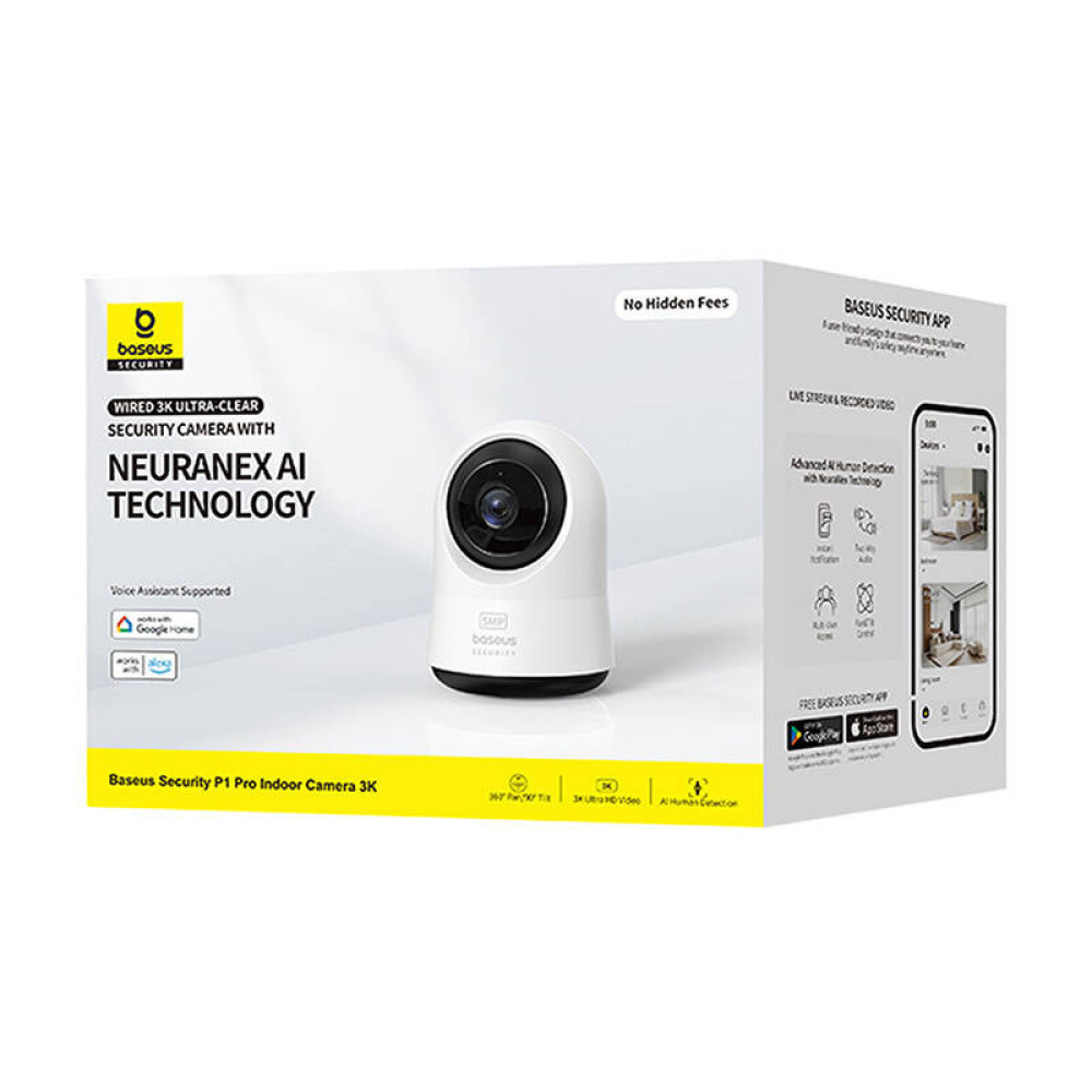 Интелигентна вътрешна камера за видеонаблюдение Baseus Security P1 Pro Indoor Camera 3K - (S0TV022132) Интелигентна вътрешна камера за видеонаблюдение Baseus Security P1 Pro Indoor Camera 3K - (S0TV022132)