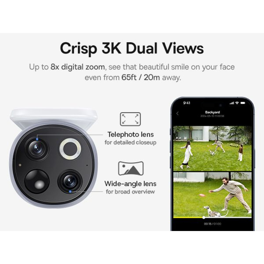 Интелигентна външна камера за видеонаблюдение Baseus Security S1 Pro Outdoor Dual Camera 3K - (S0TX002131) - 2 бр. Интелигентна външна камера за видеонаблюдение Baseus Security S1 Pro Outdoor Dual Camera 3K - (S0TX002131) - 2 бр.