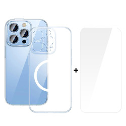 Калъф + стъклен протектор BASEUS Crystal MagSafe за Apple iPhone 14 Калъф + стъклен протектор BASEUS Crystal MagSafe за Apple iPhone 14