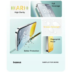Комплект 2 броя стъклен протектор BASEUS - Crystal Ceramic за Apple iPhone 15 Plus Комплект 2 броя стъклен протектор BASEUS - Crystal Ceramic за Apple iPhone 15 Plus