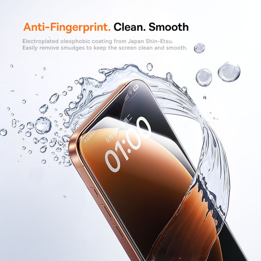 Стъклен протектор BASEUS Crystalline Series HD за Apple iPhone 17 Pro, Easy-fix 2/pc. (P0047703)