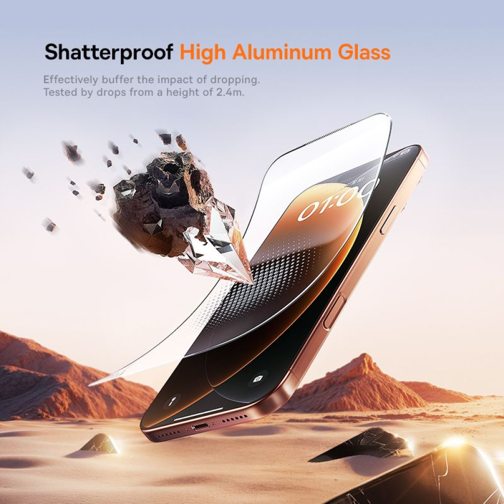 Стъклен протектор BASEUS Crystalline Series HD за Apple iPhone 17 Pro, Easy-fix 2/pc. (P0047703)