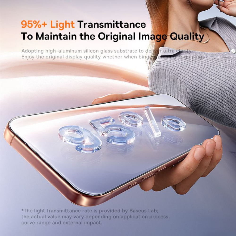 Стъклен протектор BASEUS Crystalline Series HD за Apple iPhone 17 Pro, Easy-fix 2/pc. (P0047703)