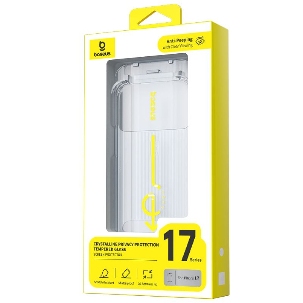 Стъклен протектор BASEUS Crystalline Series HD за Apple iPhone 17 Pro, Easy-fix 2/pc. (P0047703)