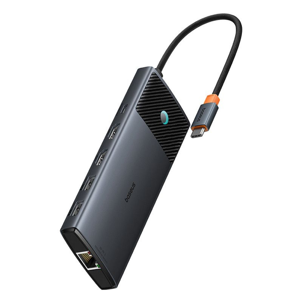 Хъб 10в1 BASEUS от Type-C към 3xUSB3.0 + 2xHDMI 4K + USB-C(PD)100W + USB-C(data) + TF/microSD + RJ45 (B00061800123-01)