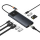 Хъб 10в1 BASEUS от Type-C към 3xUSB3.0 + 2xHDMI 4K + USB-C(PD)100W + USB-C(data) + TF/microSD + RJ45 (B00061800123-01)