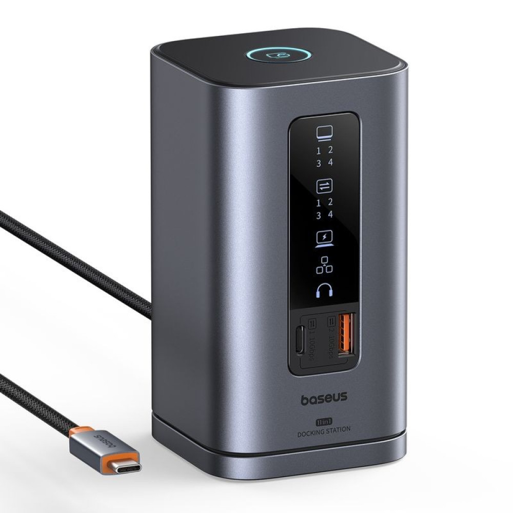 Хъб 11в1 BASEUS Spacemate от Type-C към 2xUSB3.0 + 1xUSB2.0 + 2xHDMI 4K + USB-C(PD)100W + USB-C(data) + 2xDP + RJ45 + AUX/m/3.5mm (B00568101813-00) Хъб 11в1 BASEUS Spacemate от Type-C към 2xUSB3.0 + 1xUSB2.0 + 2xHDMI 4K + USB-C(PD)100W + USB-C(data) + 2xDP + RJ45 + AUX/m/3.5mm (B00568101813-00)