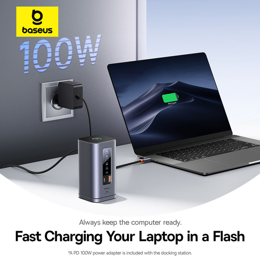 Хъб 11в1 BASEUS Spacemate от Type-C към 2xUSB3.0 + 1xUSB2.0 + 2xHDMI 4K + USB-C(PD)100W + USB-C(data) + 2xDP + RJ45 + AUX/m/3.5mm (B00568101813-00) Хъб 11в1 BASEUS Spacemate от Type-C към 2xUSB3.0 + 1xUSB2.0 + 2xHDMI 4K + USB-C(PD)100W + USB-C(data) + 2xDP + RJ45 + AUX/m/3.5mm (B00568101813-00)