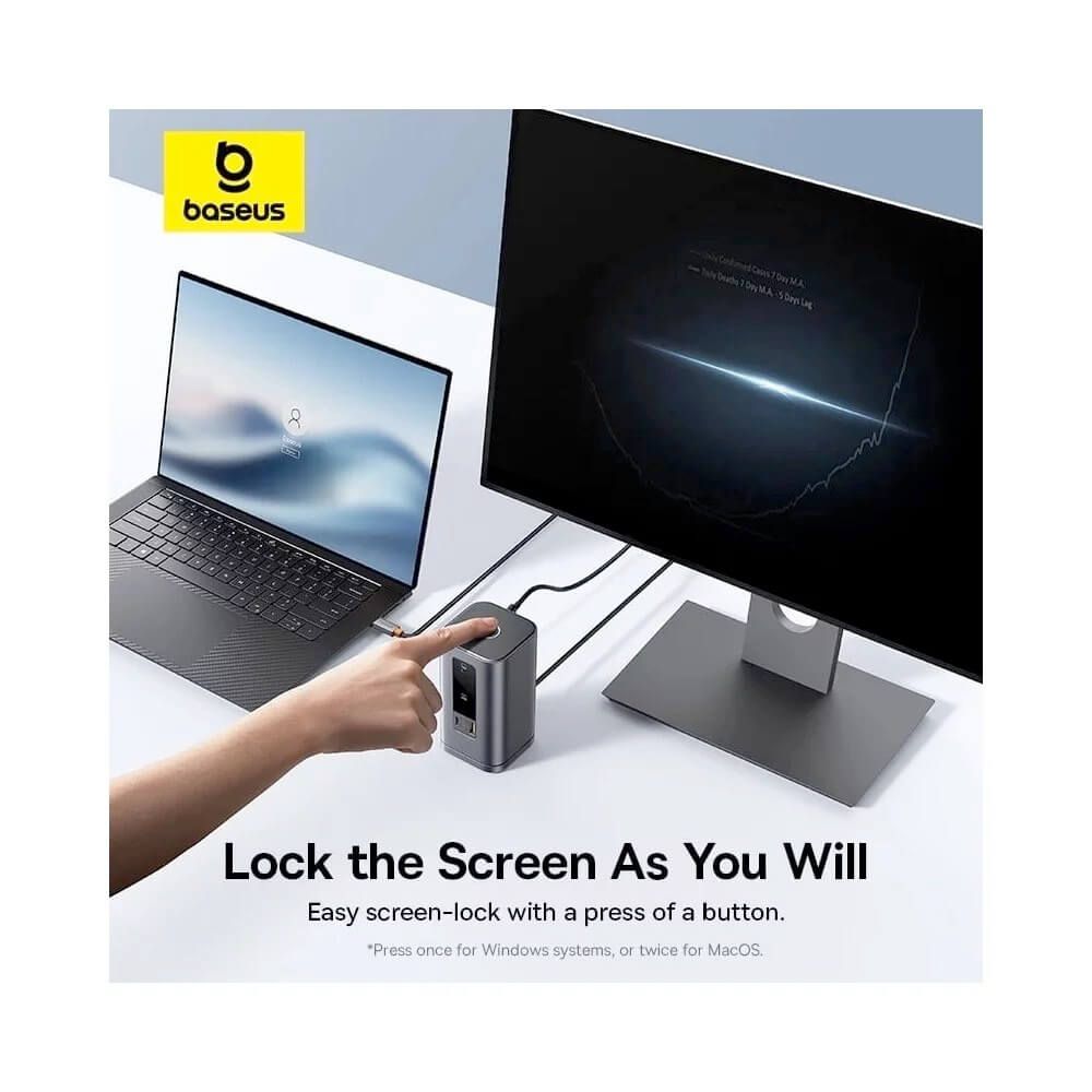 Хъб 11в1 BASEUS Spacemate от Type-C към 2xUSB3.0 + 1xUSB2.0 + 2xHDMI 4K + USB-C(PD)100W + USB-C(data) + 2xDP + RJ45 + AUX/m/3.5mm (B00568101813-00) Хъб 11в1 BASEUS Spacemate от Type-C към 2xUSB3.0 + 1xUSB2.0 + 2xHDMI 4K + USB-C(PD)100W + USB-C(data) + 2xDP + RJ45 + AUX/m/3.5mm (B00568101813-00)