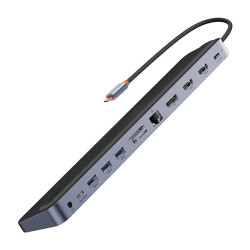 ХЪБ 12в1 BASEUS от Type-C към 3xUSB+2xHDMI+USB-C+DP+TF/microSD+RJ45+Type-C+3.5mm (WKSX030213)  ХЪБ 12в1 BASEUS от Type-C към 3xUSB+2xHDMI+USB-C+DP+TF/microSD+RJ45+Type-C+3.5mm (WKSX030213)