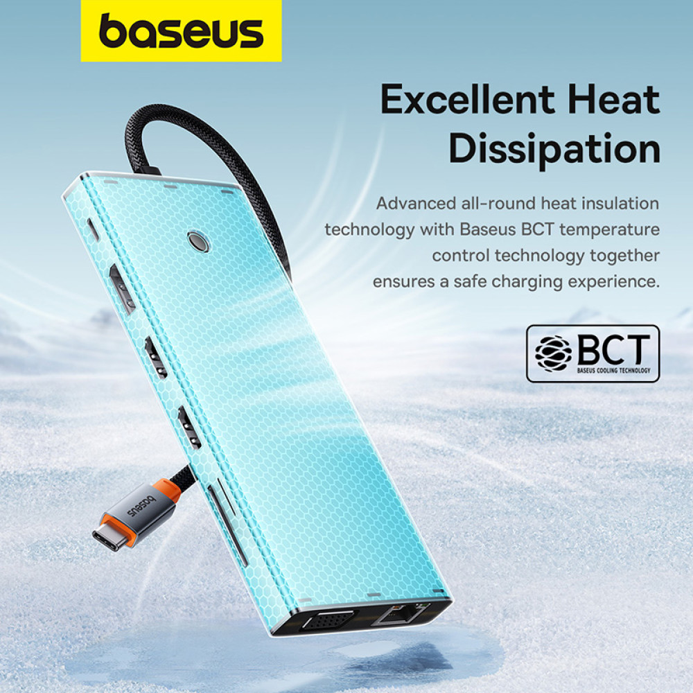 Хъб 13в1 BASEUS PortalJoy S, от Type-C към USB2.0+2xUSB3.0+USB-C+2xHDMI 4K+USB-C(PD)+DP+VGA+TF/microSD+RJ45+3.5mm jack (B00053002811-01)