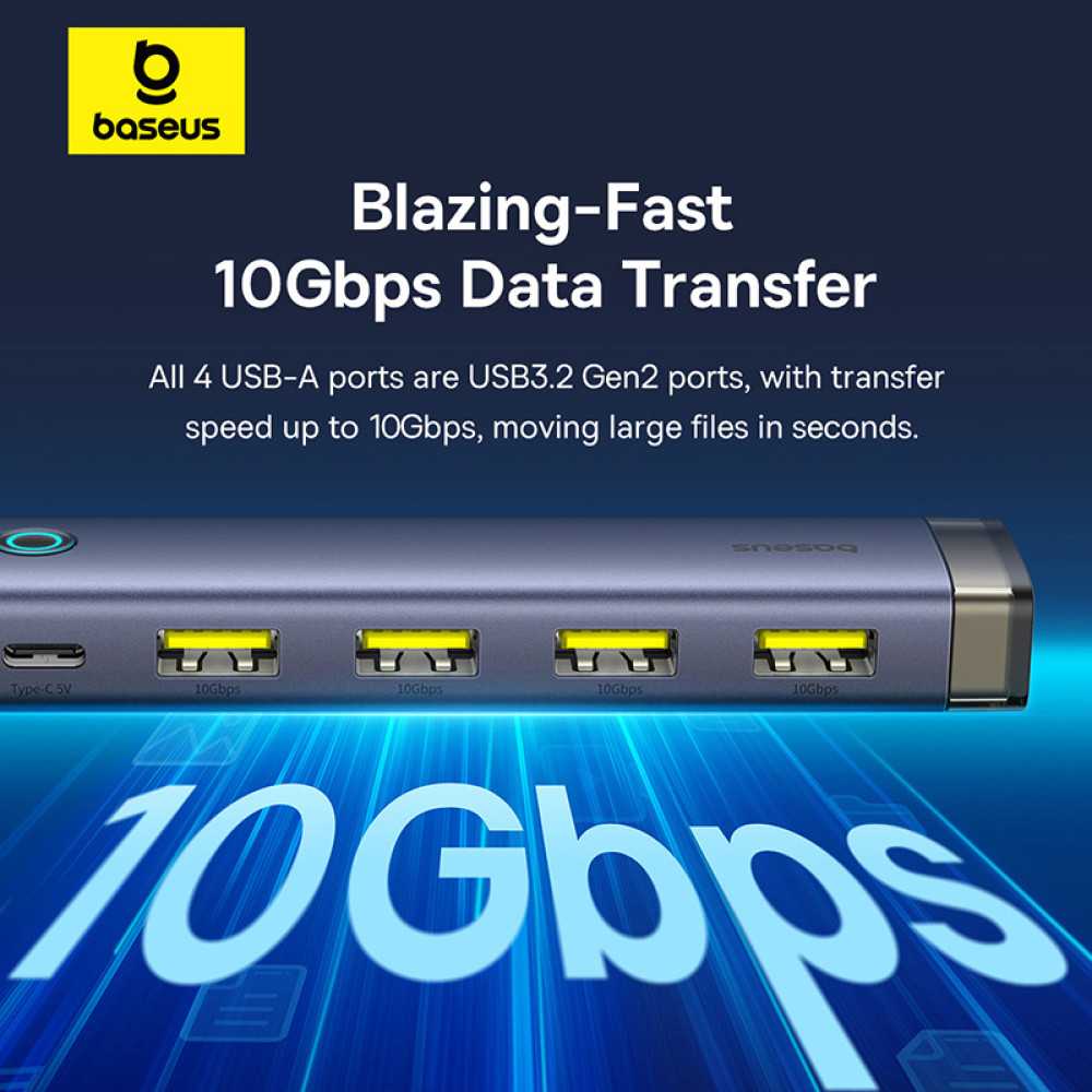 Хъб 4в1 BASEUS AIR UltraJoy от Type-C/USB-A към 4xUSB3.2, USB-C (input) (B0005280B811-15)