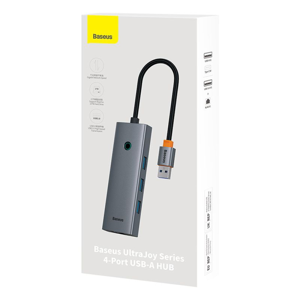 Хъб 4в1 BASEUS UltraJoy от USB-A към 3xUSB3.0, USB-C, RJ45 (B0005280B811-12)