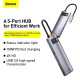 Хъб 5-в-1 BASEUS Metal Gleam от Type-C към 3xUSB3.0, USB-C (PD) 100W, HDMI (CAHUB-CX0G)