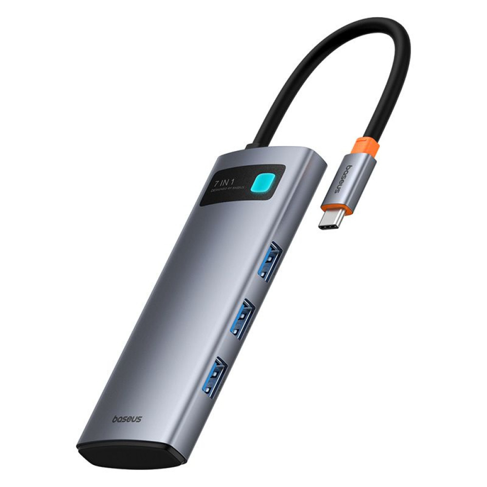 Хъб 7-в-1 BASEUS Metal Gleam от Type-C към 3xUSB3.0, USB-C(PD) 100W, HDMI 4K/60Hz, TF/Micro SD (B00030708811-01)