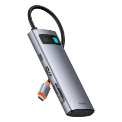 Хъб 7-в-1 BASEUS Metal Gleam от Type-C към 3xUSB3.0, USB-C(PD) 100W, HDMI 4K/60Hz, TF/Micro SD (B00030708811-01)