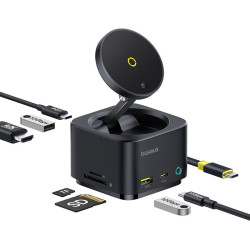 Холдер BASEUS + 7-в-1 HUB Wireless Magnetic, MagPro S, за бюро (B00072900121-00)