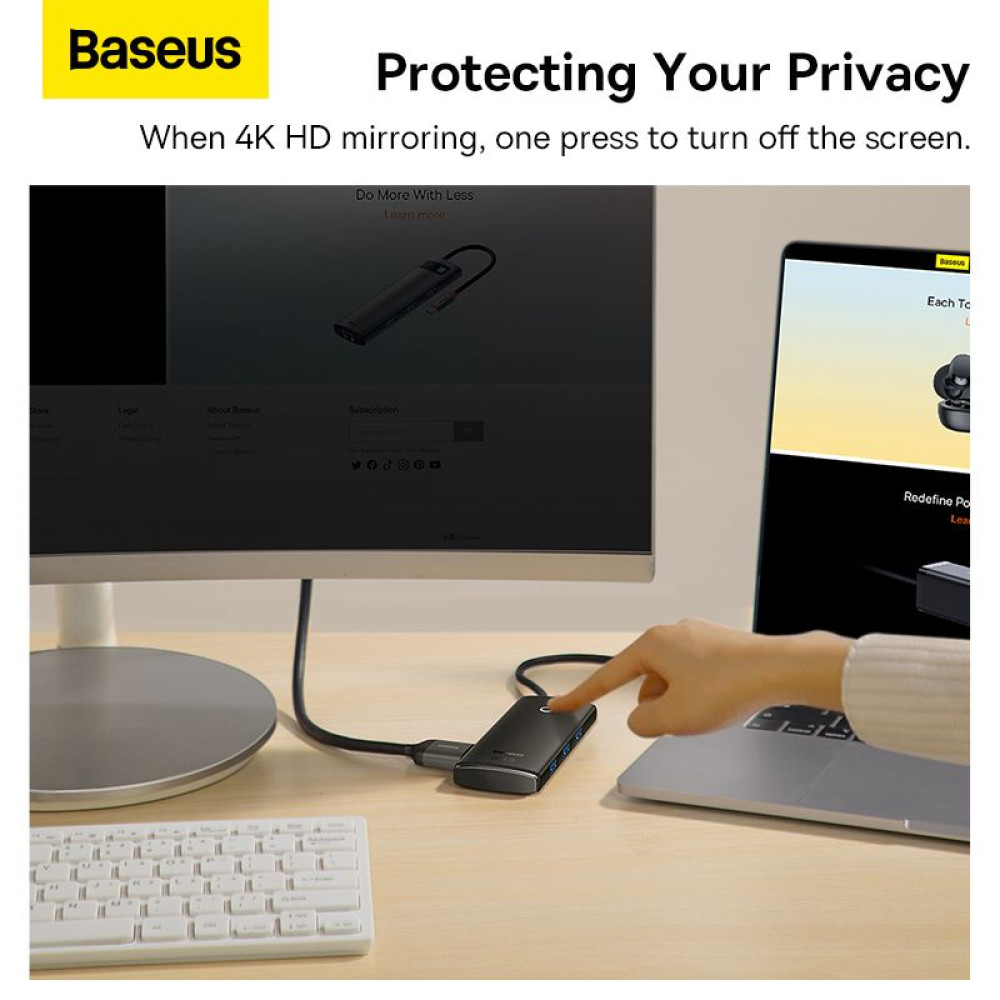 Хъб 5-в-1 BASEUS Lite S. от Type-C към 3xUSB3.0, USB-C (PD) 100W, HDMI, Lite S.  - (WKQX040001)