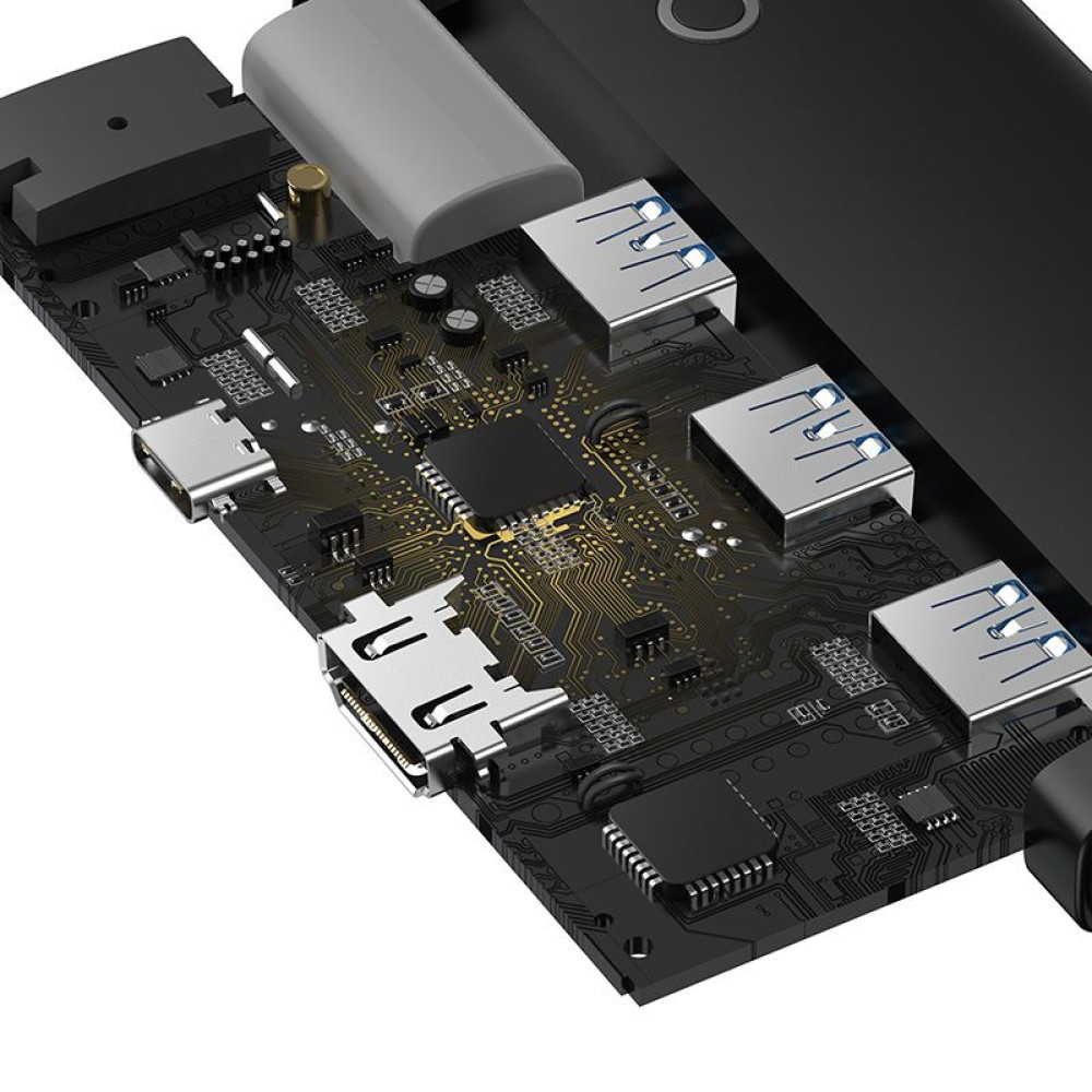 Хъб 5-в-1 BASEUS Lite S. от Type-C към 3xUSB3.0, USB-C (PD) 100W, HDMI, Lite S.  - (WKQX040001)