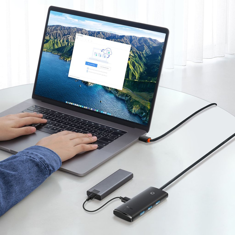 Хъб 4в1 BASEUS Lite S. от USB-A към 4xUSB 3.0, 1м.- (WKQX030101)