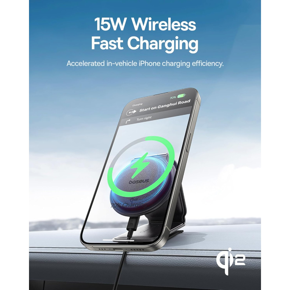 Холдер BASEUS + безжично зарядно 15W, PrimeTrip C02 Prime Qi2 Mega (C40169003111-00)