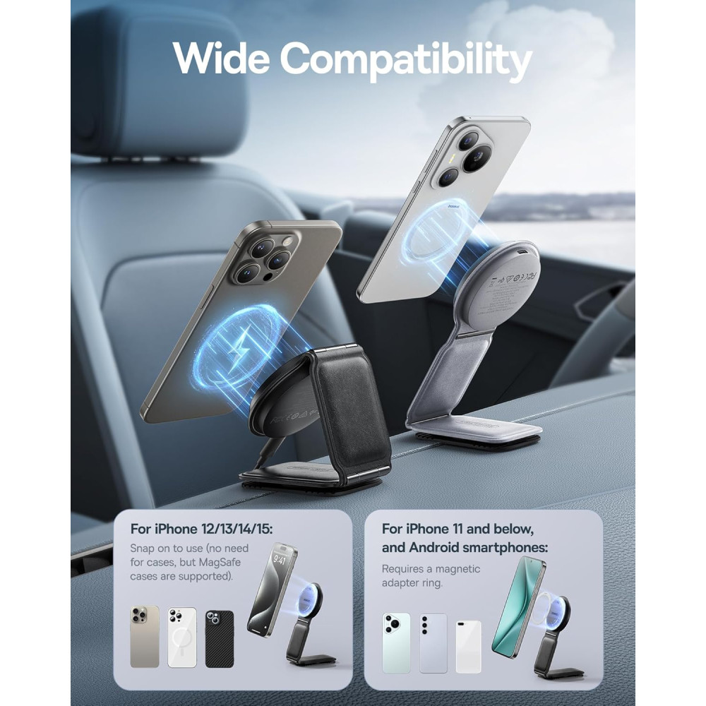 Холдер BASEUS + безжично зарядно 15W, PrimeTrip C02 Prime Qi2 Mega (C40169003111-00)