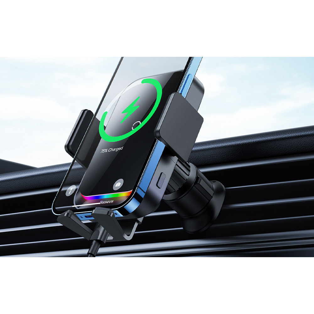 Холдер BASEUS + Wireless 15W, Halo Electric (SUDD000001)