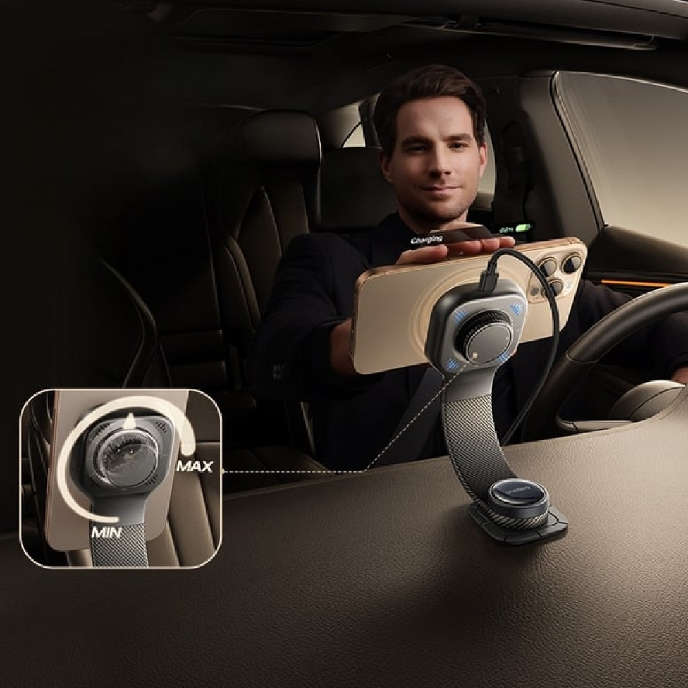  Холдер BASEUS + безжично зарядно 15W, PrimeTrip C03 Pro Stick-on (C0013A01)