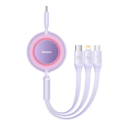 Кабел 3-в-1 BASEUS - Bright Mirror 4 100W (CAMJ010205), Typee-C, 1.1 метра, прибиращ се механизъм Кабел 3-в-1 BASEUS - Bright Mirror 4 100W (CAMJ010205), Typee-C, 1.1 метра, прибиращ се механизъм