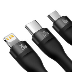 Кабел 3-в-1 BASEUS - Flash Series 100W (CASS030201), Typee-C, 1.5 метра Кабел 3-в-1 BASEUS - Flash Series 100W (CASS030201), Typee-C, 1.5 метра