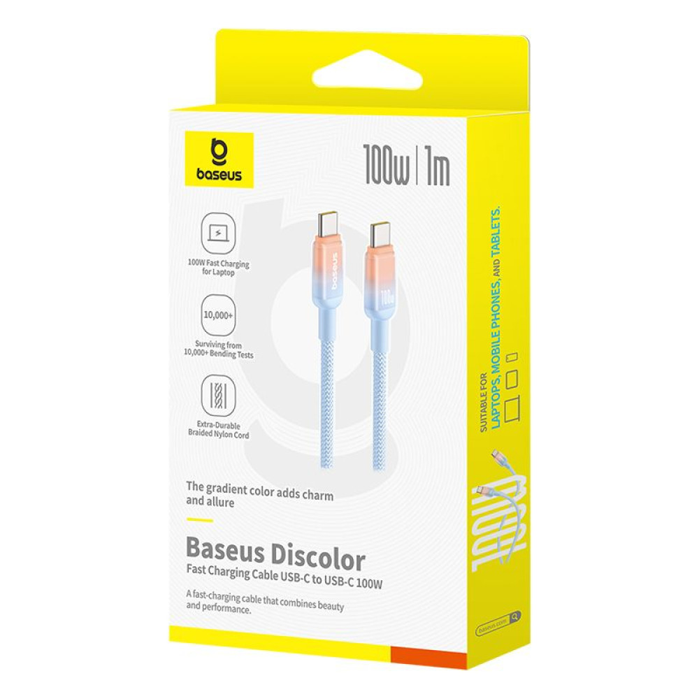  Кабел BASEUS 100W, TYPE-C към Type-C, Discolor Series, 1 метър (P10374902311-00)