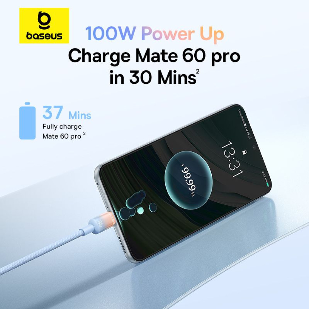  Кабел BASEUS 100W, USB-A - Type-C, Discolor Series, 1 метър (P10374903311-00)