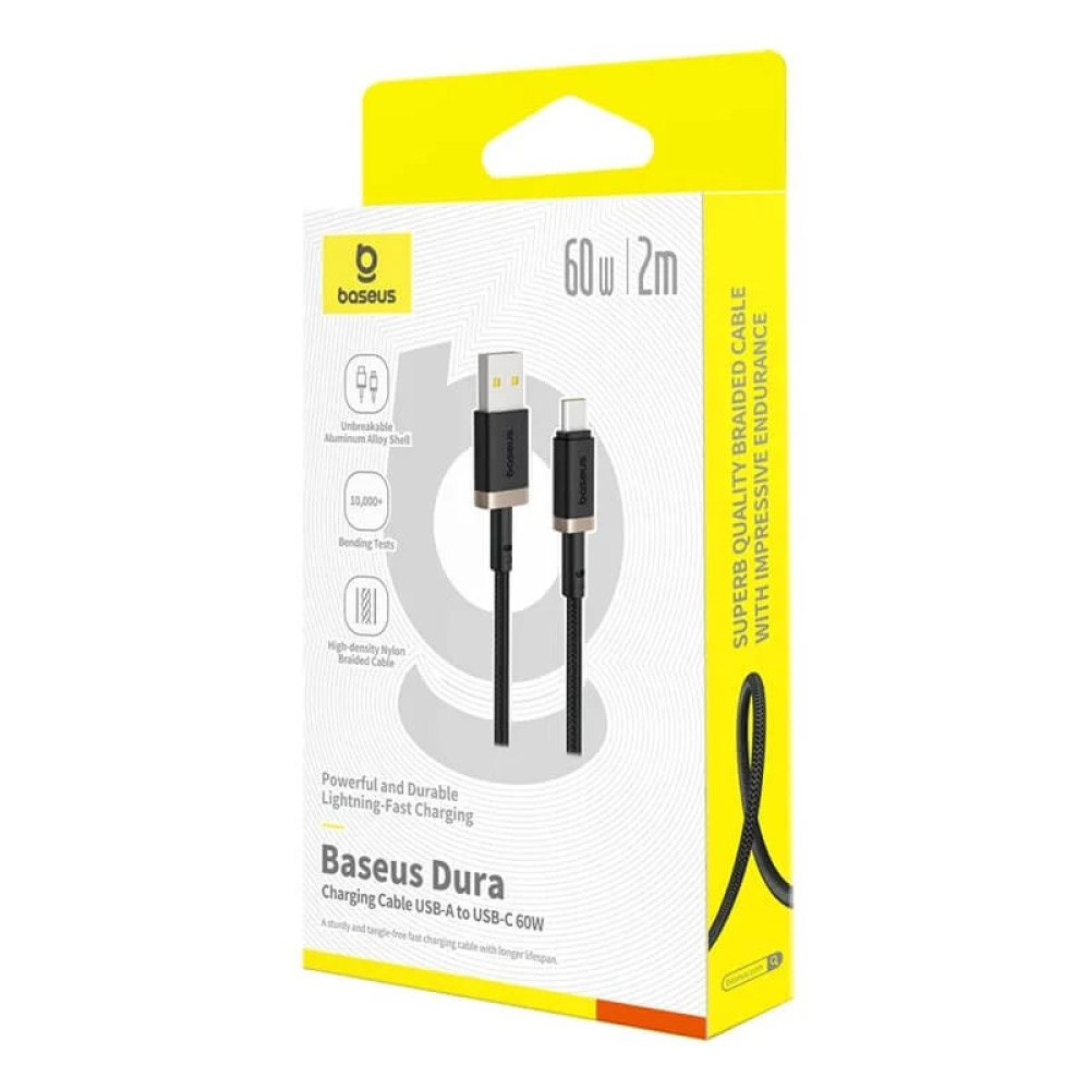 Кабел BASEUS 60W, USB-А - Type-C, 2 метра, Dura (P10377802U01-03) Кабел BASEUS 60W, USB-А - Type-C, 2 метра, Dura (P10377802U01-03)