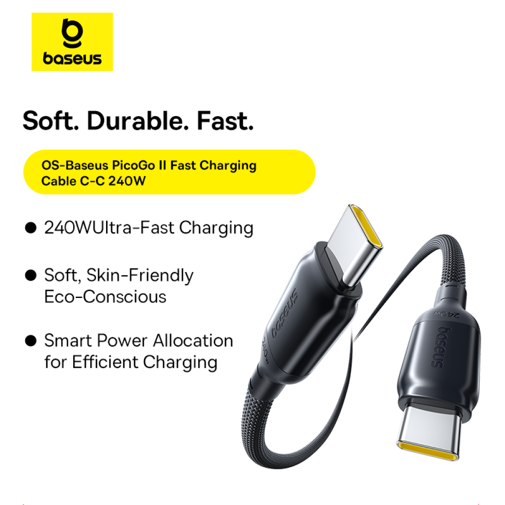  Кабел BASEUS, 240W PicoGo II, Type-C - Type-C (E0423300), 1 метър