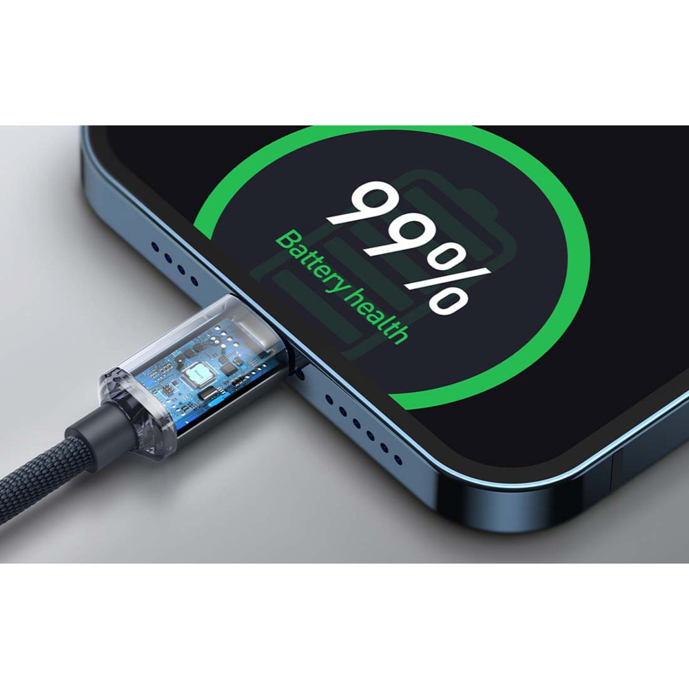 Кабел BASEUS 20W, Type-C - Lightning, Crystal Shine (CAJY000201), 1.2 метра