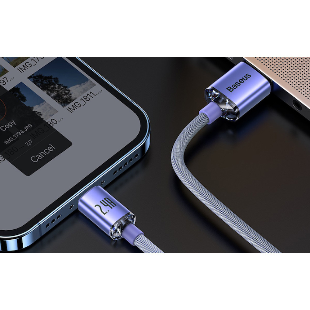 Кабел BASEUS 20W, Type-C - Lightning, Crystal Shine (CAJY000305), 2 метра