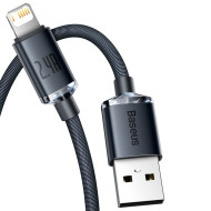 Кабел BASEUS, 2.4A USB-A - Lightning, Crystal Shine (CAJY000001), 1.2 метра Кабел BASEUS, 2.4A USB-A - Lightning, Crystal Shine (CAJY000001), 1.2 метра