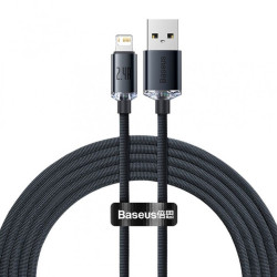 Кабел BASEUS, 2.4A USB-A - Lightning, Crystal Shine (CAJY000101), 1.2 метра Кабел BASEUS, 2.4A USB-A - Lightning, Crystal Shine (CAJY000101), 1.2 метра